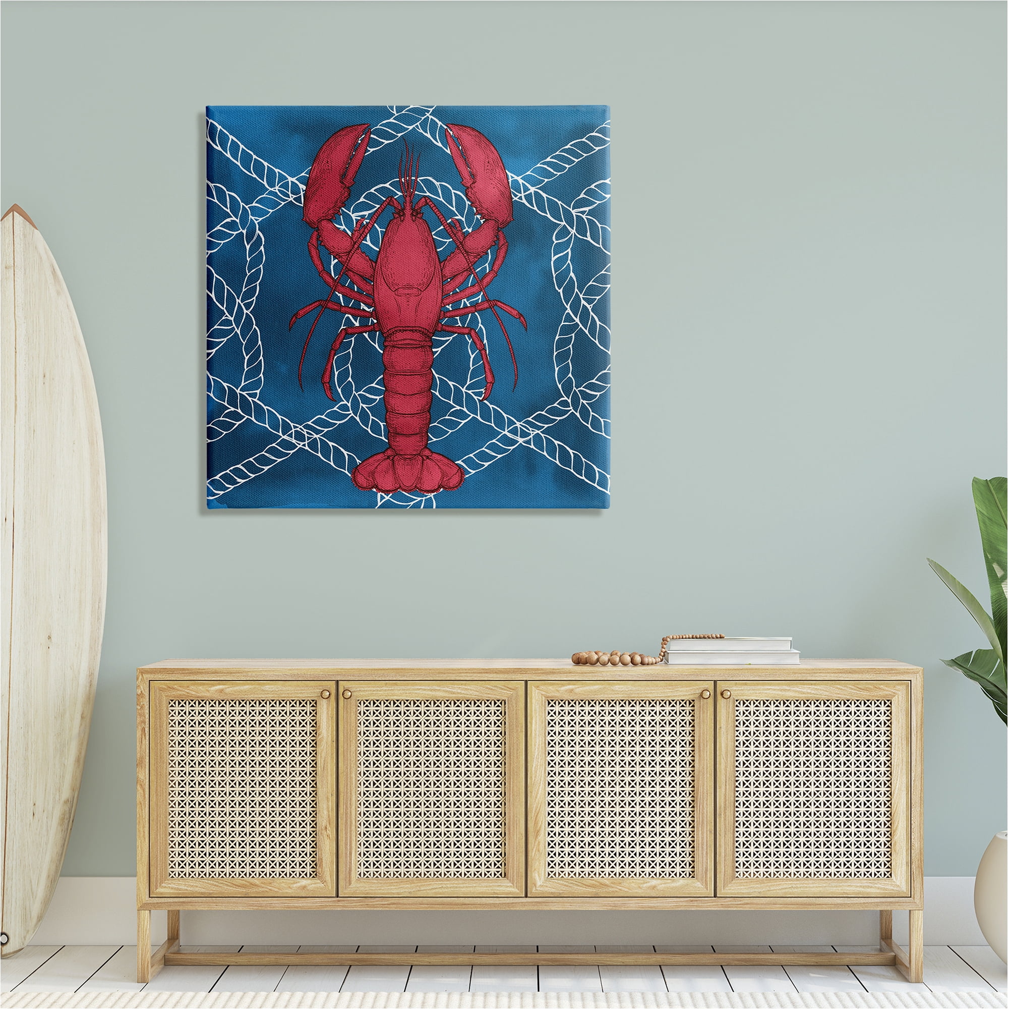 Stupell Industries Red Lobster Outline Rope Pattern Ocean Life Graphic Art Gallery Wrapped Canvas Print Wall Art, Design by Ziwei Li