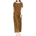 thumbnail image 1 of Timegard Lounge Sets for Women Plus Size Short Sleeve Tops Straight Leg Pants with Pockets Loose Outfits, 1 of 7