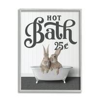 Stupell Industries Vintage Rabbits in Tub Animals & Insects Painting Gray Framed Art Print Wall Art, 24 x 30