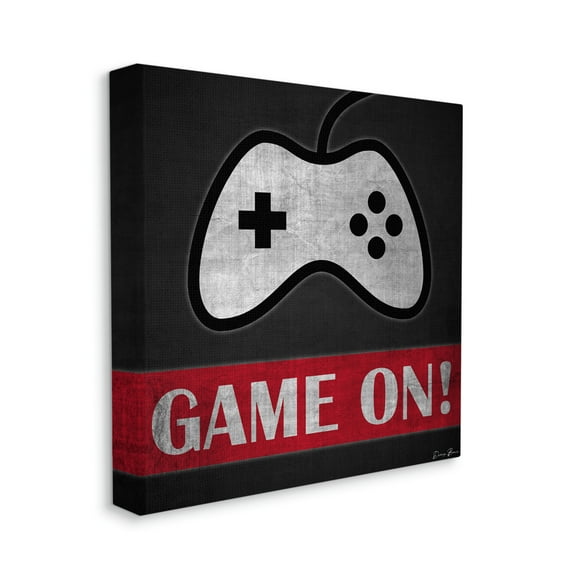 Stupell Industries Game On Bold Gamer Phrase Retro Controller Graphic Art Gallery-Wrapped Canvas Print Wall Art, 36x36, by Denise Brown