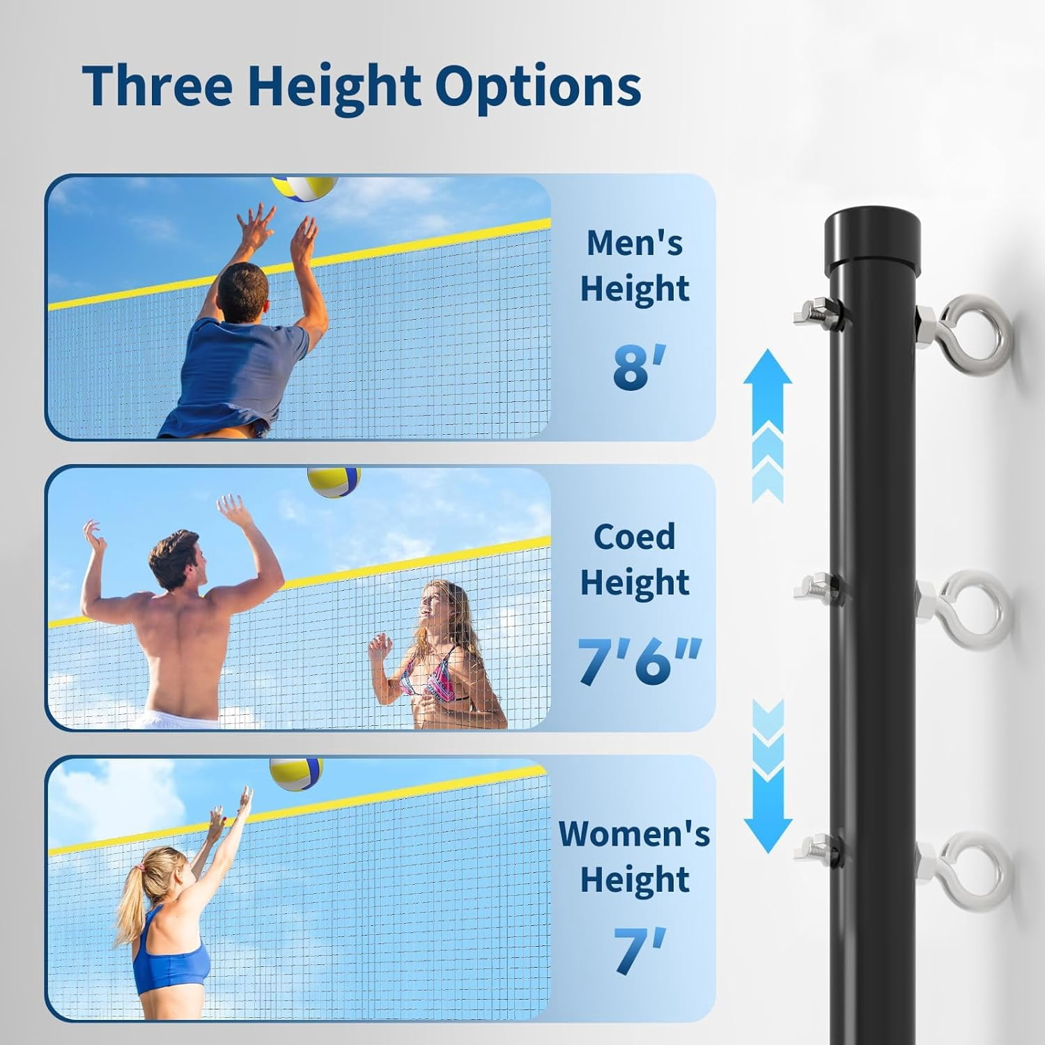 Rugerasy Portable Volleyball Net Set with Adjustable Height,Ball,Pump,Ropes & Carry Bag,Sturdy Outdoor Freestanding Net,Black&Yellow