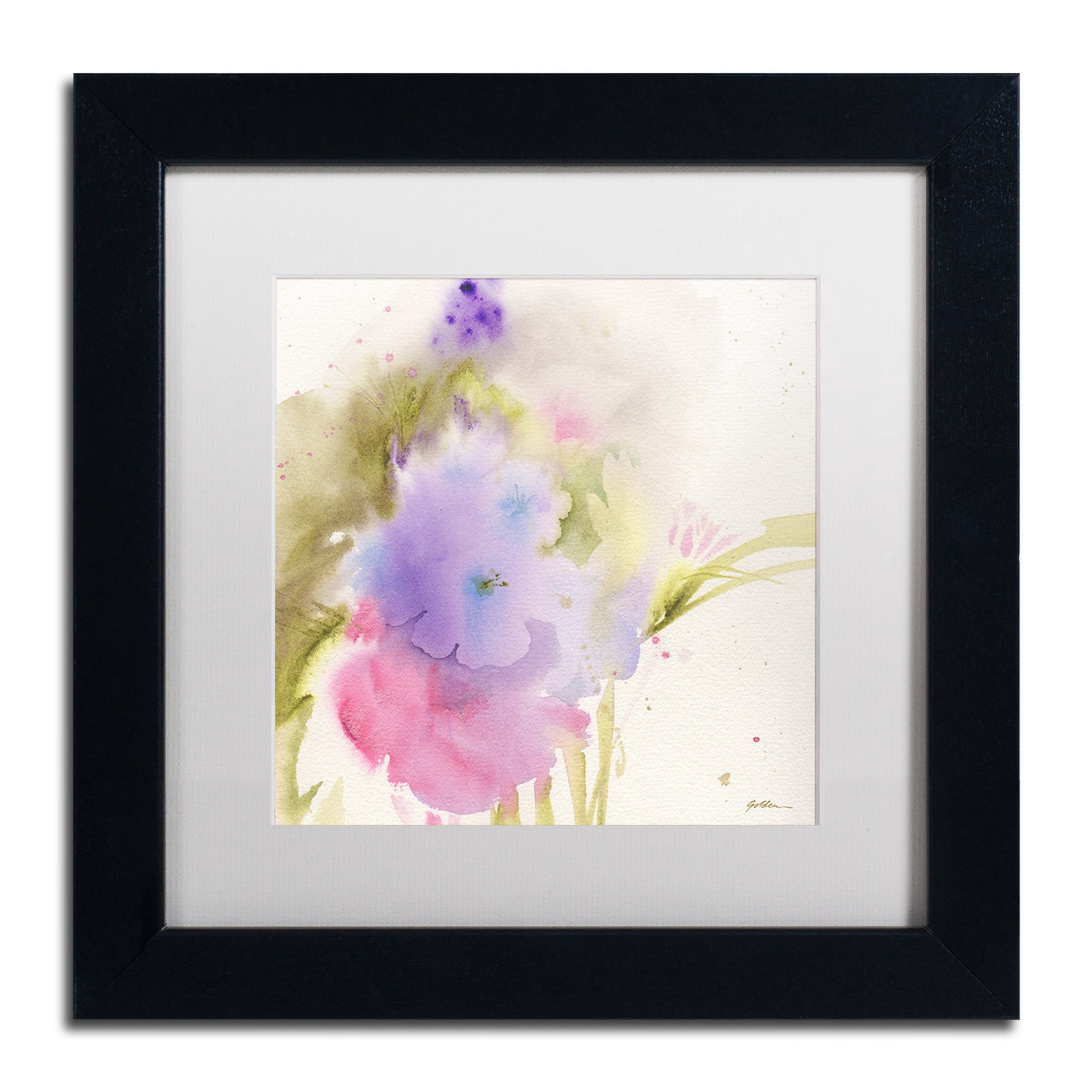 Trademark Fine Art "Purple Blooming" Canvas Art by Sheila Golden, White Matte, Black Frame