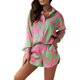 thumbnail image 1 of VISgogo Conjunto casual de 2 piezas para mujer, camisa de manga larga con botones y pantalones cortos con estampado tropical VISgogo moda, 1 of 5