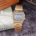 thumbnail image 4 of Reloj de pulsera rectangular de acero inoxidable con luz LED digital (dorado), 4 of 14
