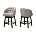 thumbnail image 2 of Baxton Studio Theron Mid-Century Transitional Grey Fabric and Espresso Brown Finished Wood 2-Piece Swivel Counter Stool, 2 of 7