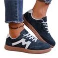 thumbnail image 3 of Women’s Suede and Leather Lace-Up Sneakers with Gum Sole Durable Comfort Shoes Lightweight Casual Fashion Footwear for Everyday Wear,Blue 40(US-7.5), 3 of 5