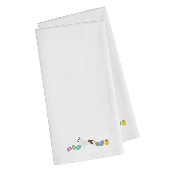 Bull Terrier Easter White Embroidered Towel Set of 2
