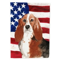 Patriotic USA Basset Hound House Flag