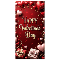 LUUFILx Valentine's Day Romantic Backdrop Roses Chocolate Hearts Banner Event Decorations Party Supplies Photography Props Celebration Background