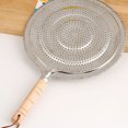 thumbnail image 3 of Maoww Round Heat Diffuser with Wooden Handle Coffee Milk Cookware Metal Simmer Ring Kitchen Tool, 3 of 9
