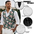 thumbnail image 6 of Yuyamidu Skull Mens Suit Vest Slim Fit V-Neck 3-Pocket Pink Hibiscus Waistcoat Dress Formal Business Tuxedo Wedding Party, Size 2XL, 6 of 7