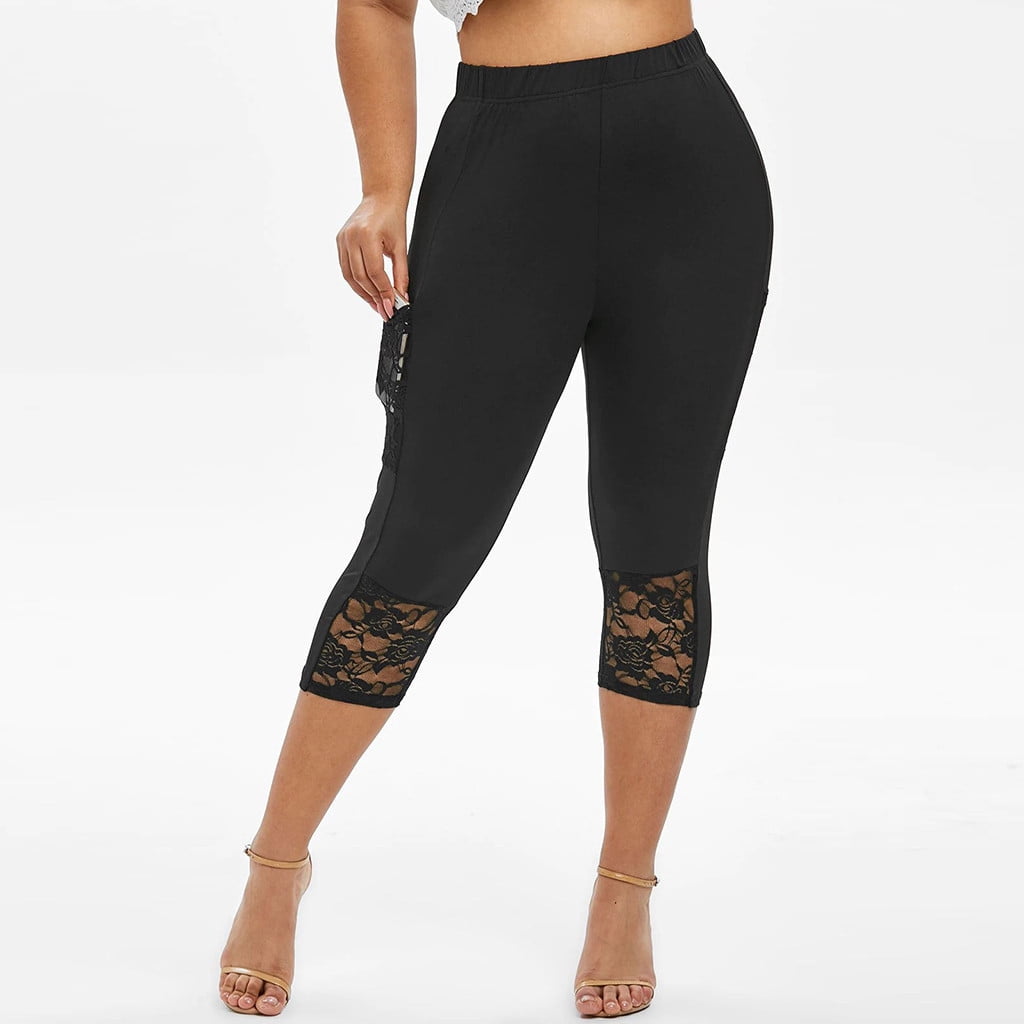 High Waisted Lace Patchwork Denim Plus Size Capri Leggings For Women  Fashionable, Elastic, And Knee Length Sports Minipants From Zhusa, $10.34