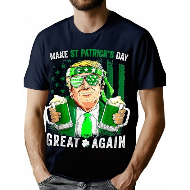 St. Patrick'S Day Print, Men'S Cotton Valentine'S Day T-shirt, Graphic Tee Men'S Outdoor Clothes, Men'S Clothing, Casual Short Sleeve Crew Neck T-shirt, Tops For Men, Gift For Me