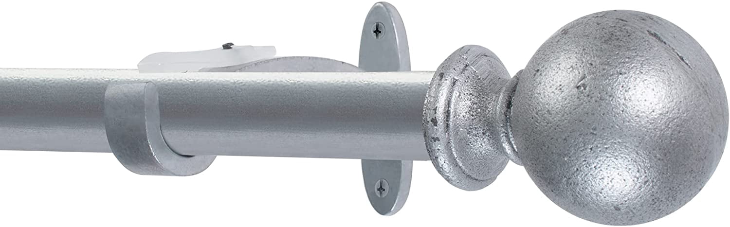 Deco Window 36 to 66 inches Adjustable Curtain Rod for Windows with Ball Cast Finials 3/4'' Dia (Charcoal)