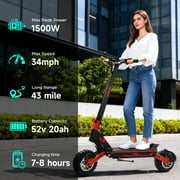 GOKEEP Electric Scooter for Adults, 1500W Peak Motor, 52V 20AH Battery, 11” Anti-Slip Off-Road Tires, Max 43mile, Foldable Escooter with NFC Smart Unlock&Turn Signals, Red