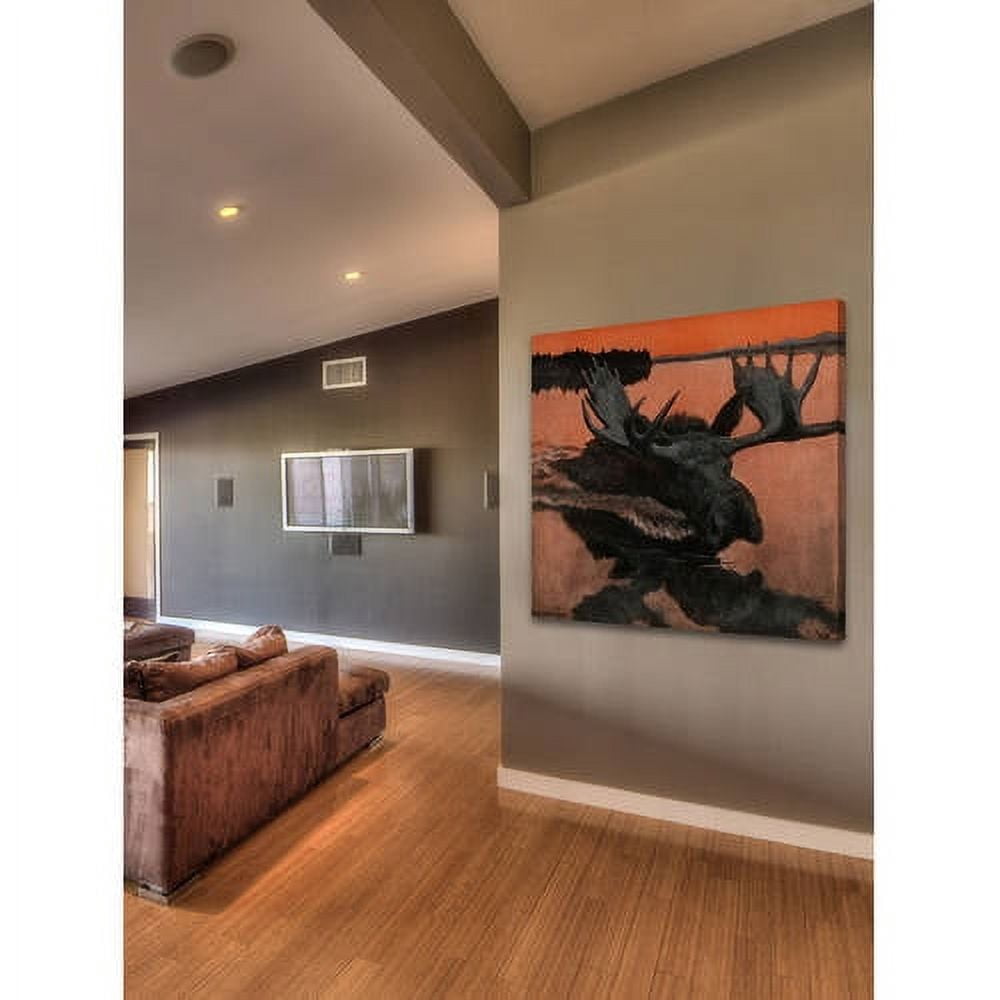 "Swimming Moose" Painting Print on Wrapped Canvas