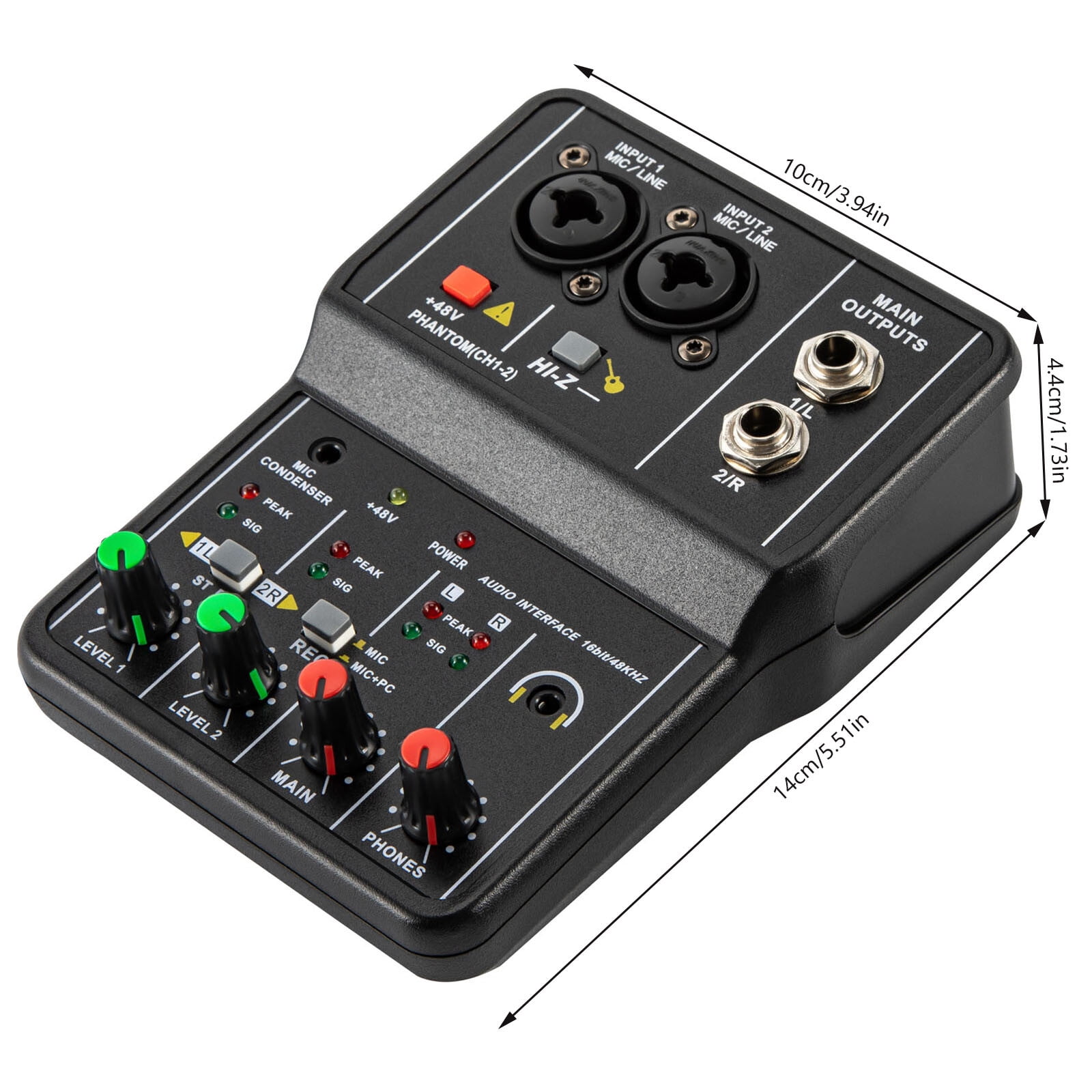 Mini 2-Channel Audio DJ Mixer Console, 16-bit/48KHz Audio Resolution, Professional Sound Mixer for Party, Live
