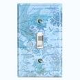 thumbnail image 1 of Metal Light Switch Plate Outlet Cover (Blue Leaf Letter Damask LET007), 1 of 13