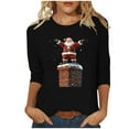 thumbnail image 2 of Cadancy Christmas Tshirts Women Party 3/4 Sleeve Plus Size Winter Tops Dressy Cute Santa Claus Holiday Blouses Casual Crewneck Vintage Xmas Funny Shirts, 2 of 5