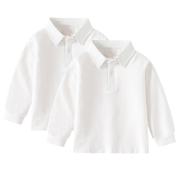 REDARER Boys Uniform Long Sleeve Polo, 2-Pack - for Little Boys & Big Boys,Size 4-5 Years