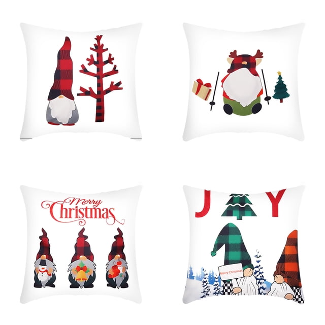 TopLLC Pillow Case, Pillowcases, Pillow Cases Standard Size Christmas Pillowcase Faceless Doll Dwarf Gnome Goblin Lattice Christmas Tree Snowflake Linen Printed Sofa Pillowcase home pillowcase