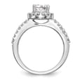 thumbnail image 2 of Solid 14K White Gold Round Diamond Side-Stones with CZ Cubic Zirconia Center Stone Halo Engagement Ring Size 6, 2 of 8