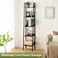 thumbnail image 5 of 5-Tier Ladder Shelf, Corner Bookshelf for Living Room, Balcony, Home Office, Bookcase Storage & Display Shelf, Black, 5 of 8
