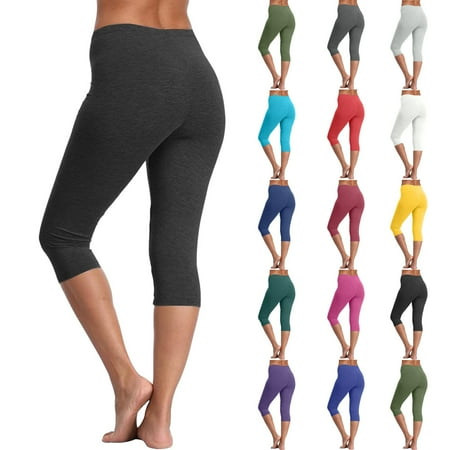 GXIPO High Waisted Leggings for Women Capri Length Yoga Pants Buttery Soft Tummy Control Running Cycling Wear Dark Gray M