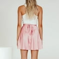 thumbnail image 4 of QHFBli Womens Silky Satin Mini Short Skirt Adjustable Self Tie High Waist Flowy Casual Short Skater Skirt, 4 of 7