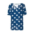 thumbnail image 4 of Itsame 4th of July Shirts Women Independence Day Short T-Shirt Sleeve American Flags Printed Short Sleeve Top, V-Neck White, 4 of 5