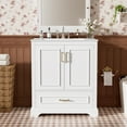 thumbnail image 2 of 30 Inch Bathroom Vanity with Sink, Modern Freestanding Storage Cabinet with Soft-Close Doors and Ceramic Basin for Bathroom Organization, White, 2 of 11