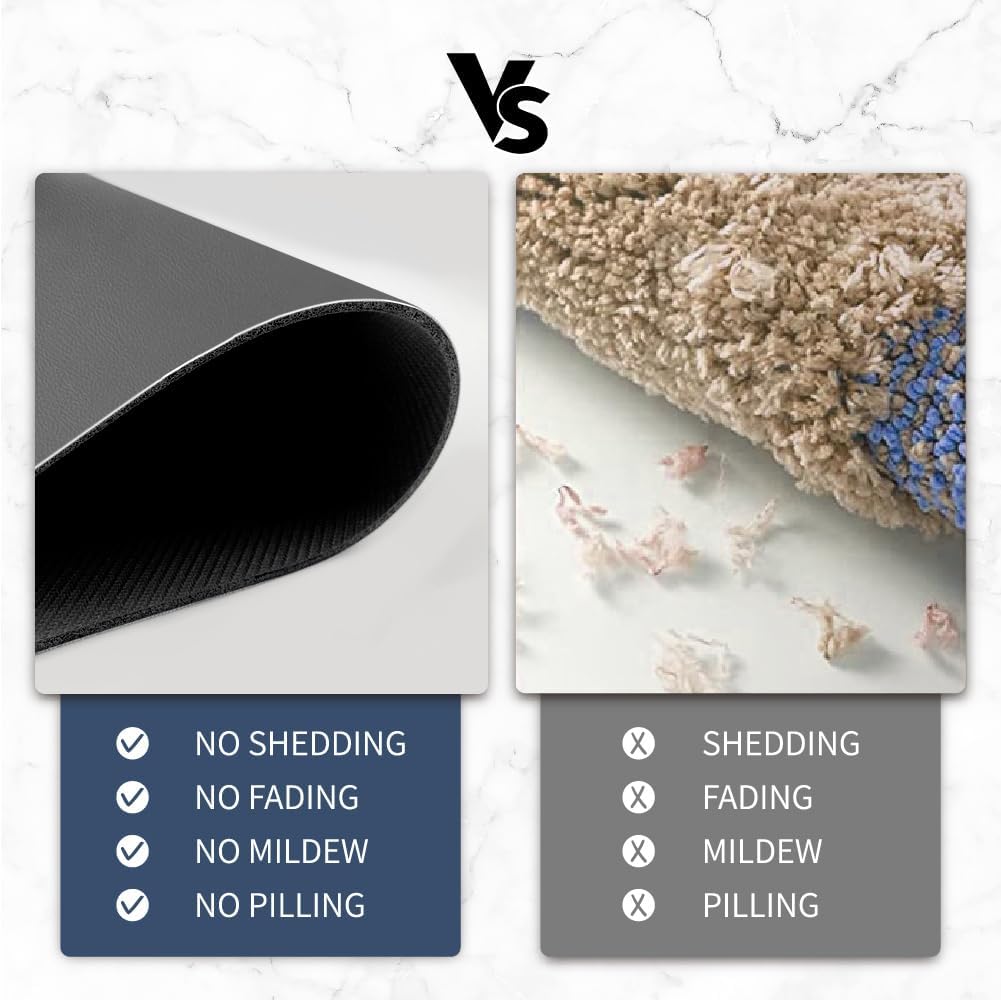 Bath Mat, Bathroom Rugs Super Absorbent Shower Mats Quick Dry Thin Rubber Mats for Bathroom Floor Fit Under Door Bath Mat for Bathroom Non Slip, Shower Rug for Bathtub, Shower (17"x27", Grey)