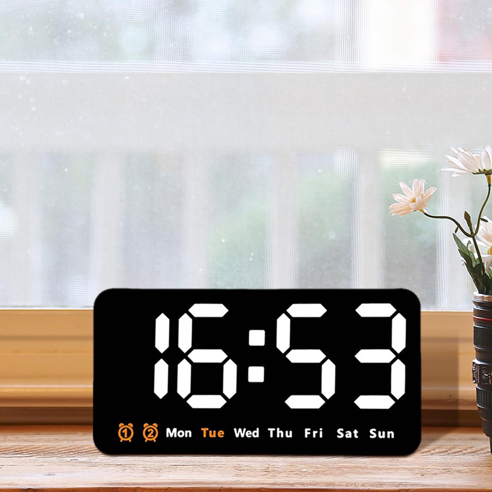 WLPZXP Digital Clock Desk Calendar Temperature Large Display LED Alarm Clock Wall Clock White