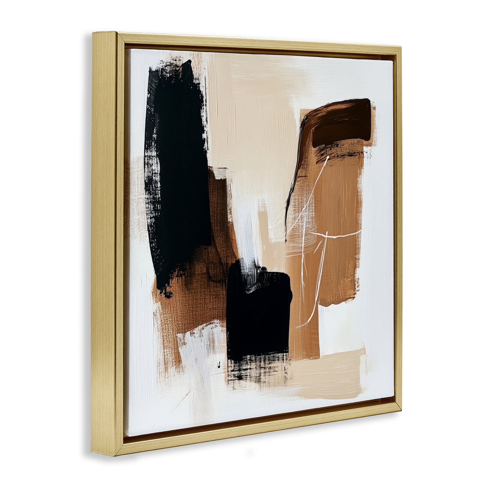 Stupell Industries Earthy Hues Neutral Balance Gold Framed Floater Canvas Wall Art, design by Petal Prints Design