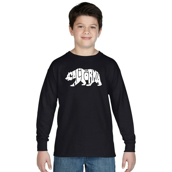LA Pop Art Boy's Word Art Long Sleeve - California Bear