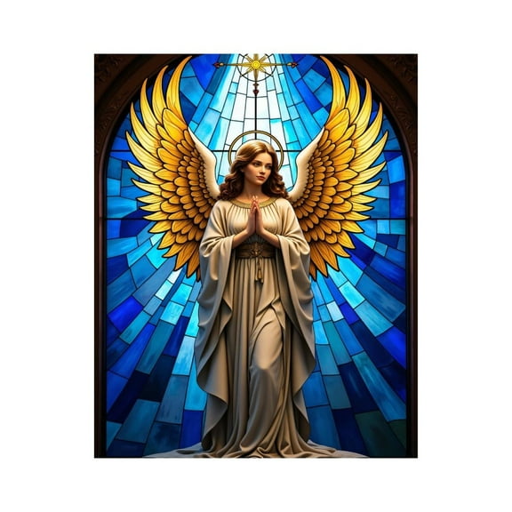 Paint by Numbers Kit for Adults, Golden Winged Angel Stained Glass Paint by Numbers, Easy Paint by Numbers Kit for Adults Beginner, DIY Adult Paint by Number Kits on Canvas, Home Decor