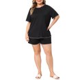 thumbnail image 2 of Agnes Orinda Women Plus Size Mother's Day 2 Piece Nightwear Round Neck Sleepwear Tops and Shorts Lounge Home Casual Pajama Sets 2X Black, 2 of 6