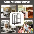 thumbnail image 3 of Kings Brand Furniture - Rack Table Bar Cabinet Shelves, Liquor Wine Storage Stand with Glass Holder-Holds 21 Bottles, Small, Brushed Copper, 3 of 7