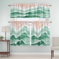 thumbnail image 5 of Ocean Wave Curtain Valances Set Lake Blue Gradient Beach Boho Kitchen Curtains 36&nbsp;inch Length Rod Pocket Valance and Tiers 3 Piece Set Small Bedroom Bathroom Laundry Decor, 5 of 9