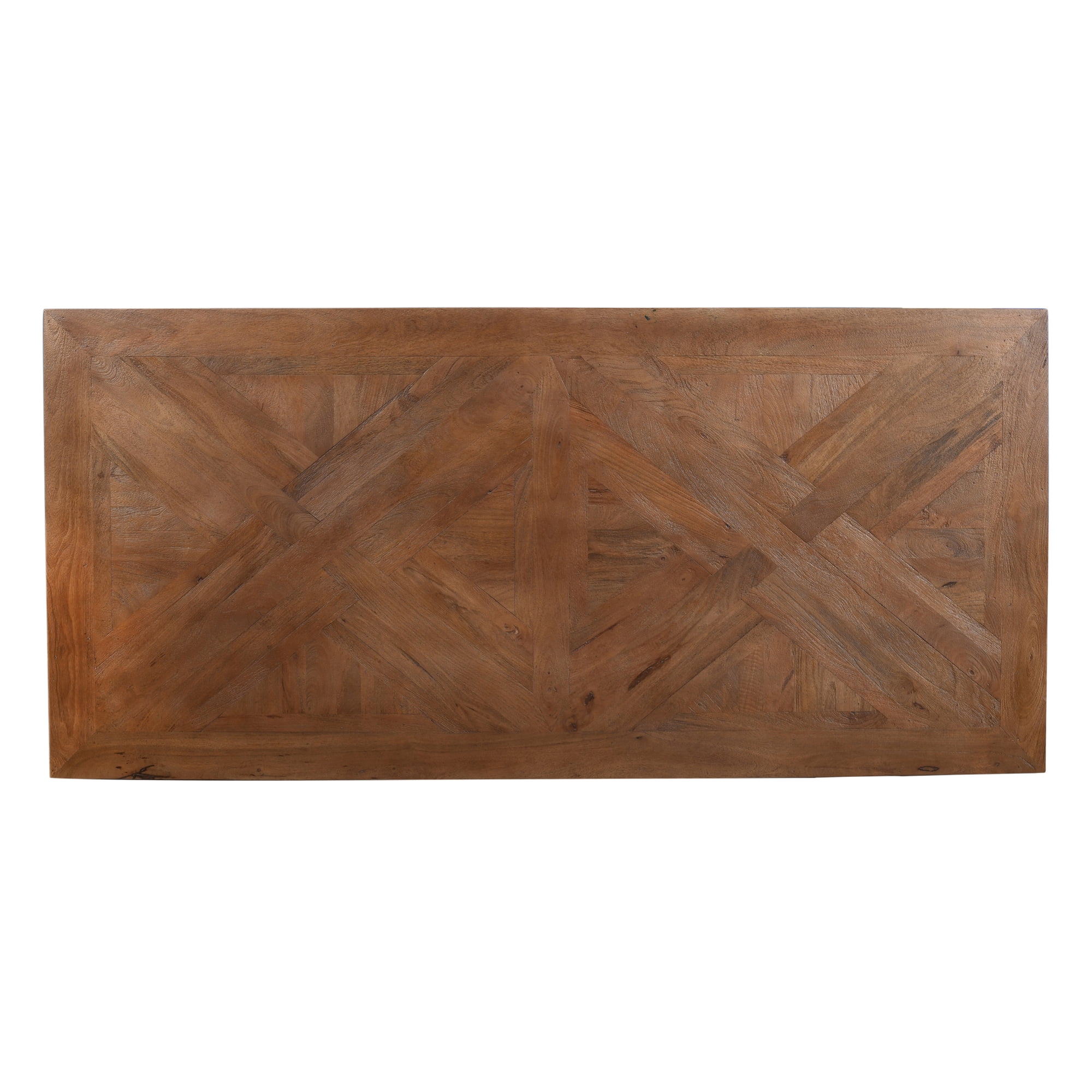 Ox Bay Quia 84" Wood Herringbone Rectangular Dining Table for 6 to 8 Person, Farmhouse Kitchen Table, Natural Finish