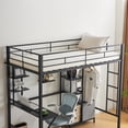 thumbnail image 5 of UBesGoo Metal Twin Size Loft Bed Frame with Stairs & Full-Length Guardrail, Rustic Wood, Black Frame, 5 of 11