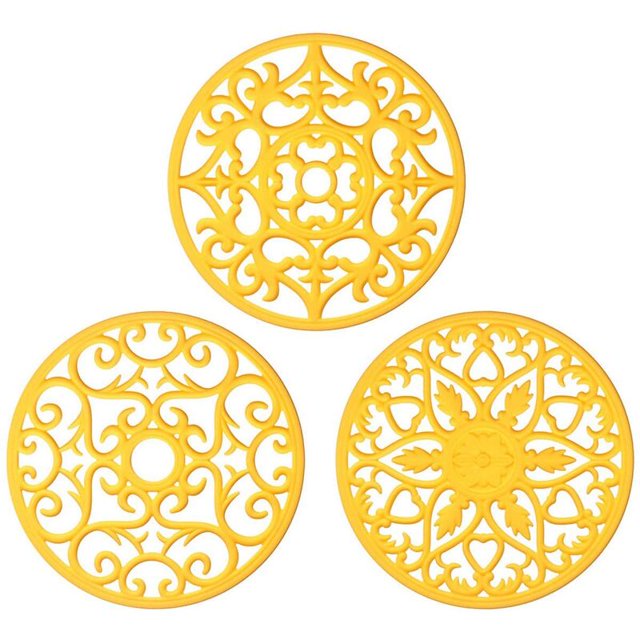 Juego de 3 posavasos de silicona multiusos finamente esculpidos, posavasos antideslizantes flexibles y aislantes