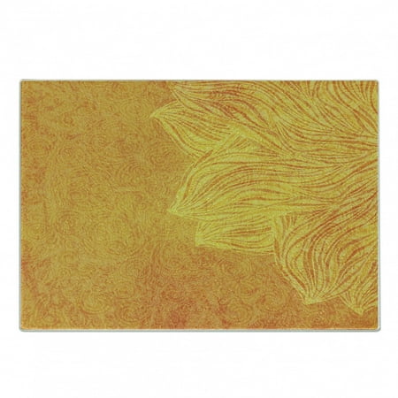 

Mandala Cutting Board Old-Fashion Tribal Grunge Motifs Nature Theme with Unique Floral Lines Traditional Art Decorative Tempered Glass Cutting and Serving Board Small Size Orange by Ambesonne
