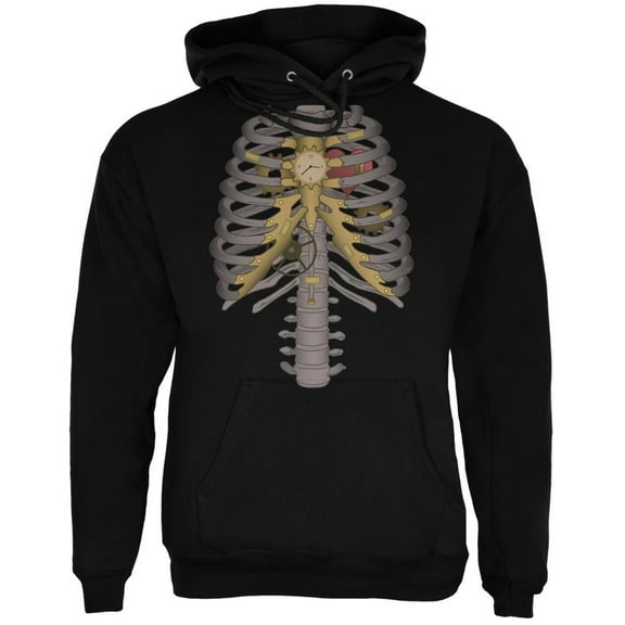 Halloween Steampunk Mechanical Skeleton Costume Black Adult Hoodie - Medium