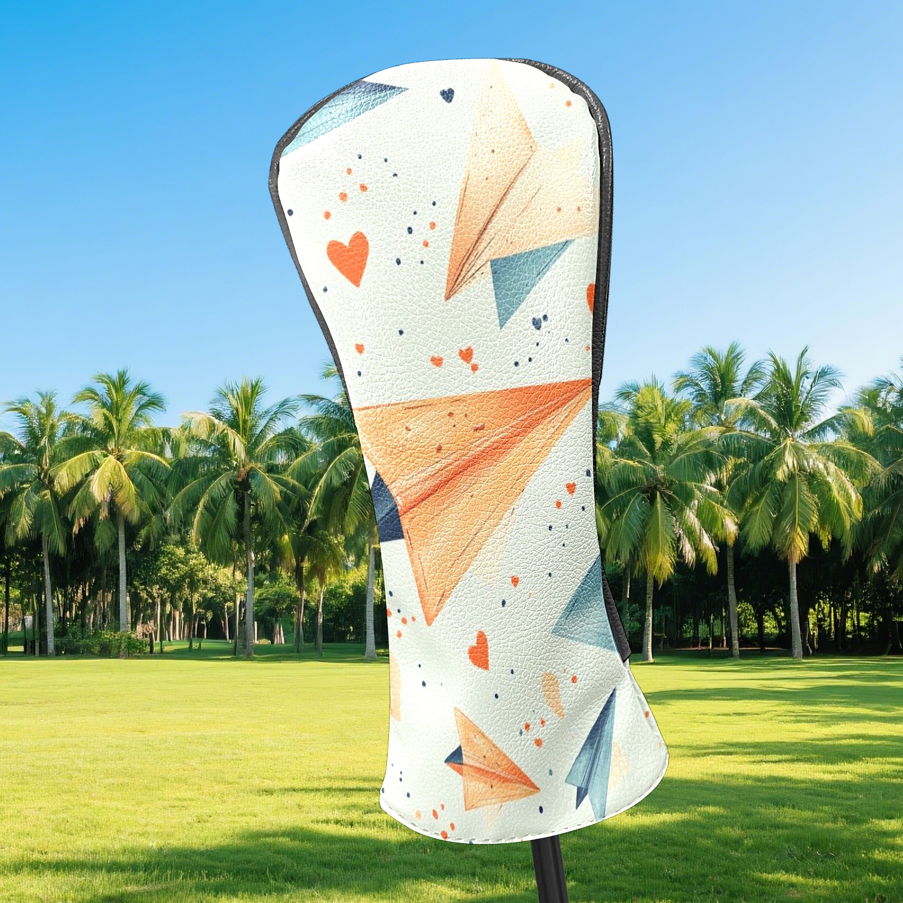 Golf Club Covers PU Leather Waterproof Head Covers for Fairway Woods Hybrids Paper Airplane Unisex Fits Most Brands