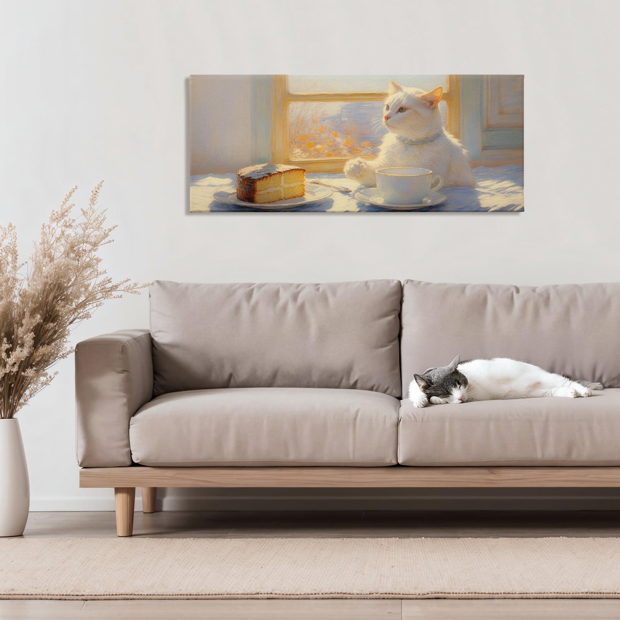 Stupell Industries Sunlit Tea Party Cat Canvas Wall Art, design by Angie Hawke
