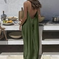 thumbnail image 2 of Backless Cami Dresses for Women Housedress Casual Flowy Maxi Dress Sleeveless Solid Open Back Sundress Big and Tall Size S-5XL Army Green, 2 of 9