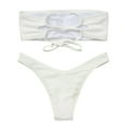 thumbnail image 4 of Cathalem Bikini Sets for Women 2 Piece Swimwear Cheeky Solid Lace up Bathing Suits (White,M), 4 of 6