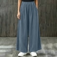thumbnail image 4 of Tqcoqu Women's Corduroy Wide Leg Pants, Elastic High Waist Loose Casual Long Trousers with Side Pockets, 4 of 7