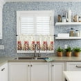 thumbnail image 3 of Kitchen Curtains Tiers, Christmas Tree Snowflakes Bow Gold Snowflake Winter Rod Pocket Short Window Valance Curtains for Kitchen Cafe Bathroom, 27.5" x 36", 2 Panels, 3 of 5